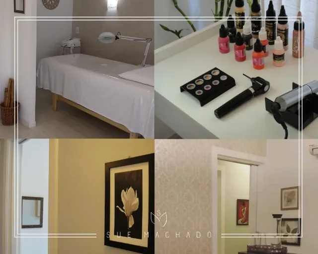 Sala de procedimentos e recepção da Sue Machado Estética no Sudoeste, Brasília